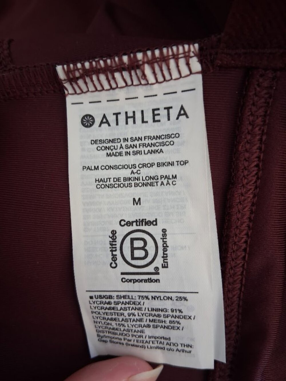 Athleta Palm Conscious Crop Bikini Top A-C Cup - Picture 5 of 7